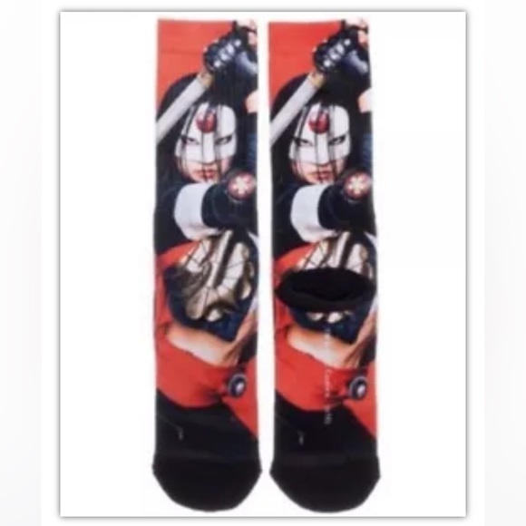 Suicide Squad Katana Crew Socks 1 Pair Men 8-12 Red Black Sublimated DC Joker - Picture 5 of 8